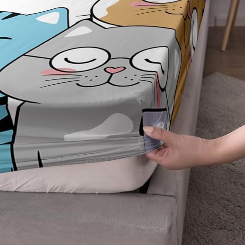 Drap-housse chat de qualité supérieure avec taies pour lit simple - 6