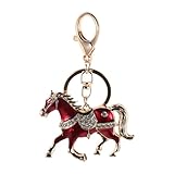 [FUOYLOO] 馬のキーホルダー ラインストーン車用ペンダント ハンドバッグ バックパック用チャーム 中国旧正月の幸運呼ぶ十二支モチーフ装飾