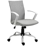 Vinsetto Fauteuil de Bureau Manager Chaise pivotante Ergonomique Hauteur réglable Assise rembourrée revêtement Imitation Lin 61 x 61 x 99 cm Gris Clair et Blanc