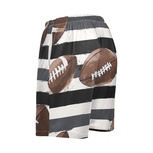 Men's Short Pajama Bottoms Rugby Football Plaid Home Casual Sleep Pants2