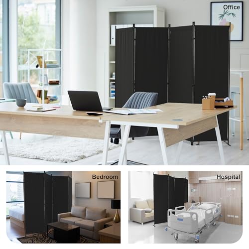 Kecreque Room Divider 4 Panel Partition Room Dividers & Folding Privacy Screens with 3 Metal Feet，6FT Portable Wall Doubles as a Dressing Screen，Temporary Wall for Office Kitchen Children\'s Room - Thumbnail 7