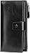 Itslife Women's RFID Blocking Large Capacity Luxury Wax Genuine Leather Cluth Wallet Card Holder Ladies Purse (Black RFID Blocking)