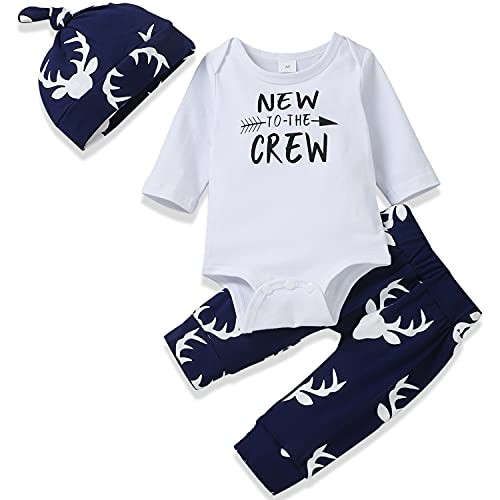 Image of Preemie Newborn Infant Baby Boys Girls I Am New Here Bodysuit Pant Hat for Unisex Outfits