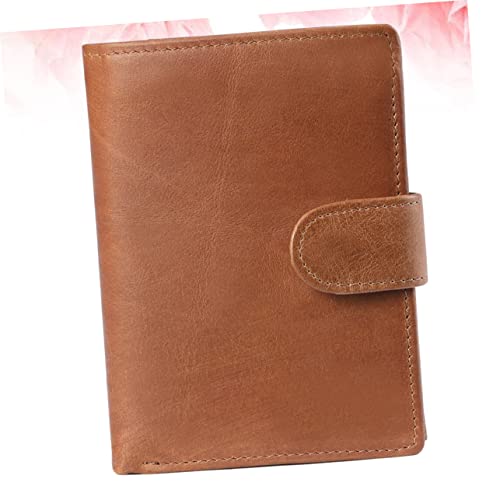 Beaupretty Rfid Blocking Vintage Genuine Leather Wallet for Men Multifunctional Multi Card Holder Coin Purse Portable Clutch with Magnetic Protection Light Brown Stylish Wallet for Office and4