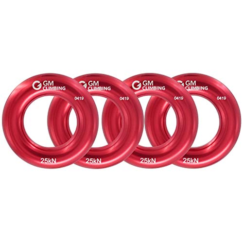 GM CLIMBING Rappel Ring 25kN for Rock Climbing Arborist Rescue Slackline Hammock Small Red Pack of 5