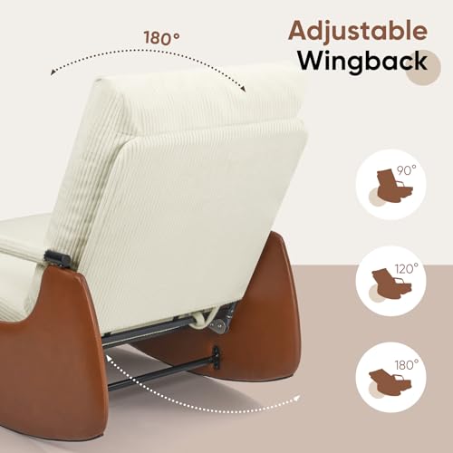 Schaukelstuhl • Liegestuhl • Loungesessel•mit Fußstütze - 3 Positionen verstellbare Rückenlehne - Wohnzimmer/Veranda/Außen Schaukelstuhl Dekorativer Stuhl Beige – Bild 6