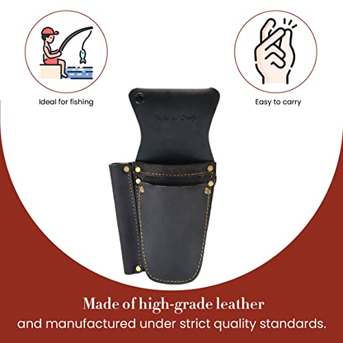 Style N Craft 3-Pocket Dual Pliers & Single Tuna Spike Holder, Full-Grain Oiled Leather Tool Pouch, Multi Tool Holder, Dark Brown (#70012) #TOP5