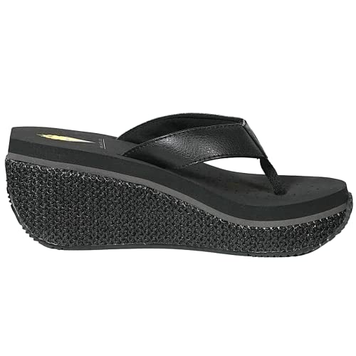 Image of Volatile Island Wedge Sandals for Women Featuring Slip-On Thong Platform Style with EVA Insole and Rubber Outsole