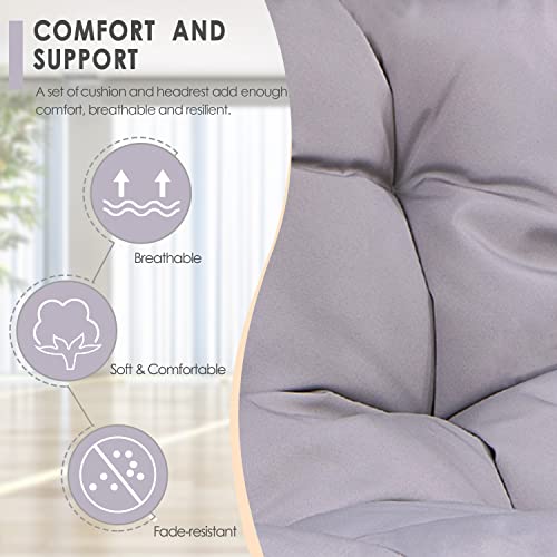 Garden Wicker Hanging Egg Chair With Seat Cushion And Pillow, Rattan Hammock Chair Ideal For Bedroom Patio Porch Lounge (Silver Gray) #TOP3
