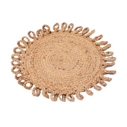 Set of 4 Pack Hand-Braided Jute Placemats Round...