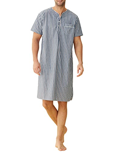 Latuza Men's Plaid Nightshirt Cotton Sleep Shirt