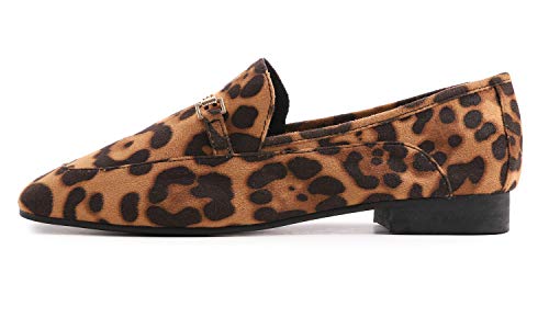 Image of FEVERSOLE Women's Fashion Dress Comfort Low Heel Office Penny Loafer Flats