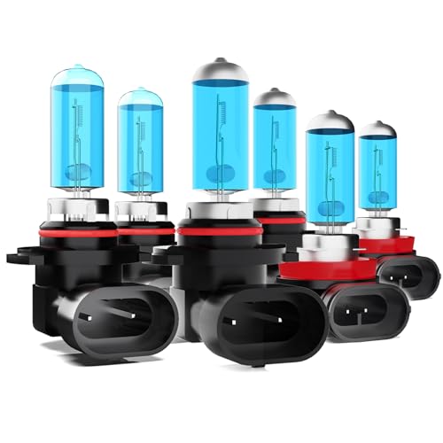 Image of Compatible With Mitsubishi Outlander 2007-2013 Halogen Headlight Bulbs,9005 /HB3 /H10 High Beam+ 9006 /HB4 Low Beam+ h11 Fog Lights Kits,Plug N Play,6000K White Light,Pack of 6