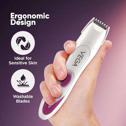 Vega Feather Touch 4-in-1 Trimmer for Women with Rechargeable Cordless, 60min Runtime, Suitable for trimming Eyebrows, Nose, Face & Bikini Area (VHBT-03) White - Image 4