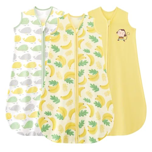Image of Yoofoss Baby Sleep Sack 0-6 Months Wearable Blanket for Babies 100% Organic Cotton 2-Way Zipper TOG 0.5 Toddler Sleeping Sack 3 Pack, Comfy Lightweight Sleep Sacks
