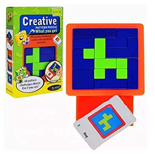 Image of Creative Pattern Puzzle 60 Puzzle Challenge Cards Creative Pattern Puzzles Educational Toy Learning & Childhood Development-Square