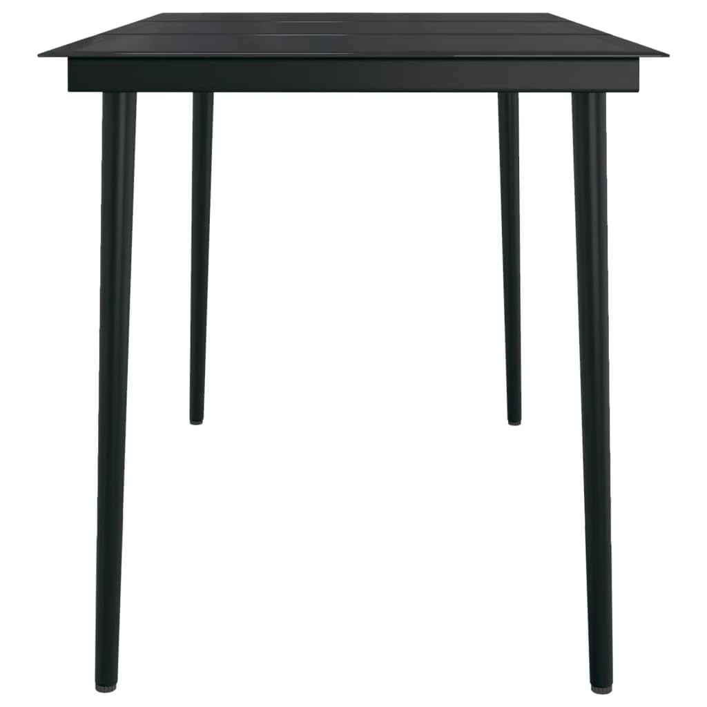 Juego de 3 muebles de jardín con cojines negros, juego de mesa de comedor al aire libre para patio y jardín, con cojines de fácil cuidado y sillas ajustables