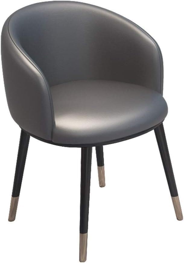Sillas de comedor retro de cuero gris oscuro con respaldo SD, cómodos sillones de metal para habitación moderna para el hogar