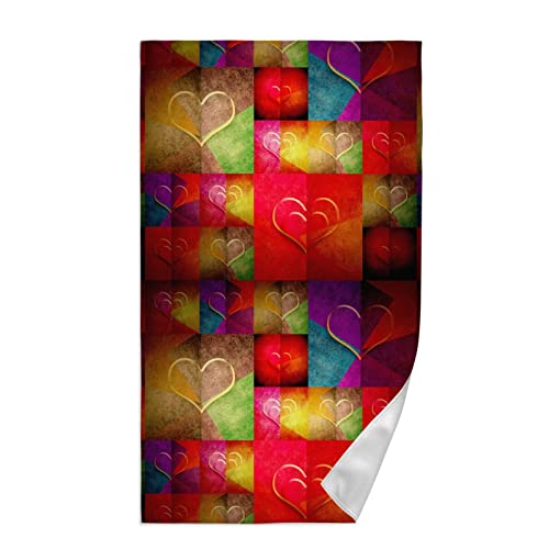 Vunko Red Love Hearts Kitchen Dish Towel Soft Highly Absorbent Valentine's Day Hand Towel Home Decorative Multipurpose For Bathroom Hotel Gym And Spa 15.7 X 27.5 Inches #TOP1