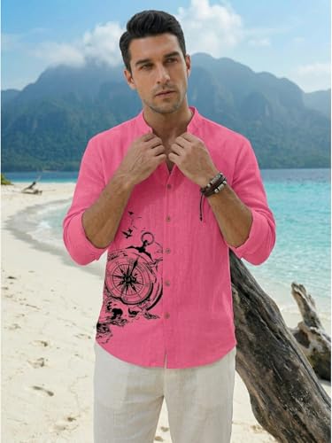 Image of DEELMO Men's Cotton Blend Mandarin Collar Self One Design Full Sleeve Casual Short Kurta