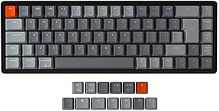 Keychron K6 68-Key Wireless Bluetooth/USB Wired Gaming Mechanical Keyboard, Compact 65% ISO-UK-Layout RGB LED Backlit N-Key Rollover Aluminum Frame for Mac Windows, Gateron Brown Switch