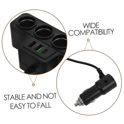 Cargador de coche USB rápido con divisor de puerto y adaptador portátil CVUTOVO seguro 3