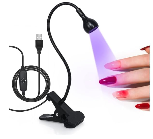 Desk uv lamp 3W Nail Dryer with Gooseneck and Clamp Adjustable, Protection Gloves Portable UV Light for Manicure Curing Light for Salon Nail DIY Home-picture-41