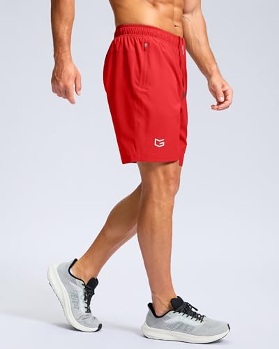 Image of G Gradual Men's Athletic Running Shorts with Zipper Pockets Quick Dry 7 inch / 5 inch / 9 inch Workout Gym Shorts for Basketball Hiking