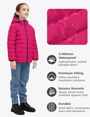 wantdo Girl's Lightweight Winter Coat Padded Puffer Jacket Waterproof Bubble Coat Hooded4