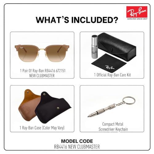 Image of Ray-Ban RB4416 NEW CLUBMASTER Squar Shape Sunglasses with Official Kit