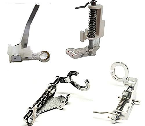 Image of ZENITH Combo 4 pc Darning Quilting Pressure Foots Snap on Type for Automatic Electric Low Shank Sewing Machines Suitable for Usha Janome Brother Singer etc Steel Finish (4 pc Darning Quilting Combo)