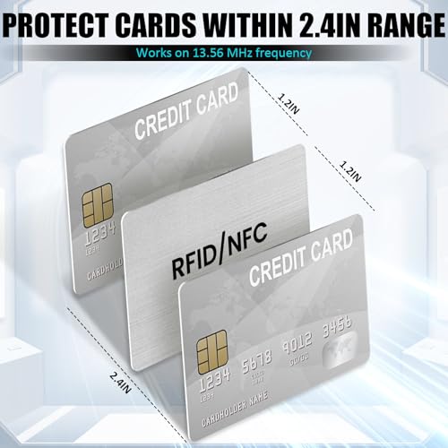 RFID Blocking Cards, Premium Contactless NFC Debit Credit Card & Passport Protector Blocker Set for Men & Women - Smart Slim Design One Card Protects Entire Wallet/Purse Safe -Silver 4 pack2