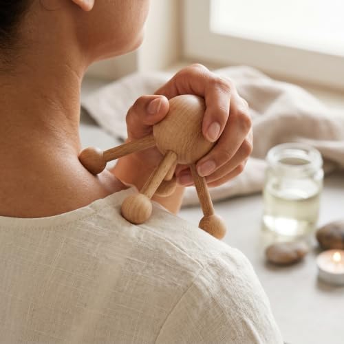 Foto von HOFMEISTER® Massagespinne Holz – Massagegerät aus Buche mit 4 Beinen für Nacken, Schultern und Kopfhaut, ohne Strom, 8,8 x 11,9 x 11,9 cm, Handarbeit (1 Stück)