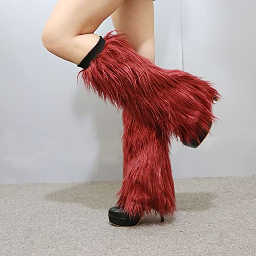 Faux Fur Leg Warmers Women Furry Boot Cuff Covers Winter Warm Boot Sleeves4