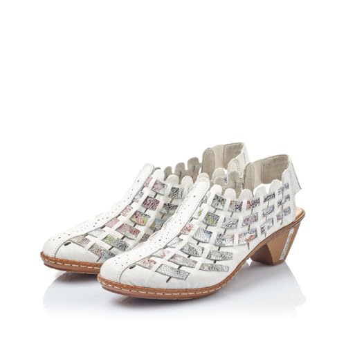Image of Rieker 46778 Sina Women's Heels - Sling-Backs, Leather Upper, Hand-Woven Design, Anti-Stress Comfort, Flexible Sole, Secure Fit, and Timeless Everyday Style