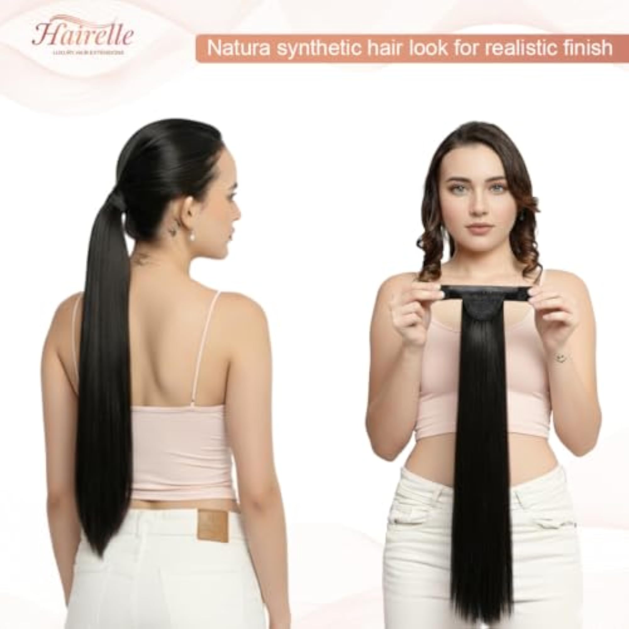 Black Straight Synthetic Ponytail Extension