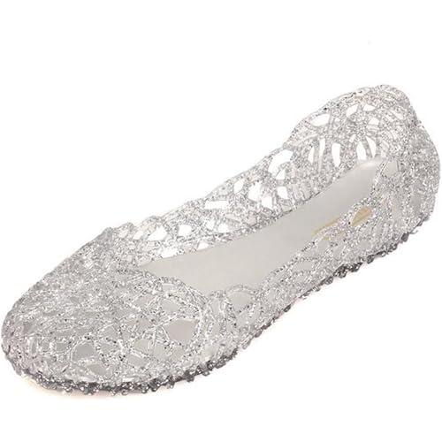 SUNAVY Damen Hohl Flach Gelee Sandalen...