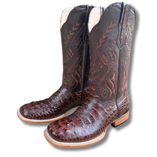 Image of Men's Alex Western Cowboy Boots Square Toe Pull On | Embossed Full Grain Leather