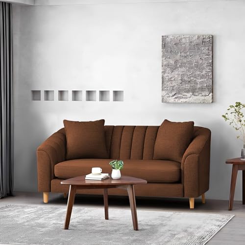 Image of Casaliving Doraldo 2 Seater Sofa Set for Living Room (Brown Colour) Premium Fabric Sofa