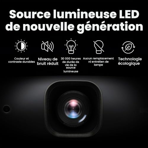 BenQ W2720i | Projecteur Home Cinema intelligent 2500 lm 4K à LED avec mode cinéma géré par AI, DCI-P3, HDR, Delta E<3, Rec.709, étalonnage en usine, eARC, Dolby, 7.1 canaux, Android TV, HDR10+, HDR10
