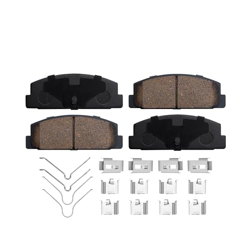 Image of Detroit Axle - Rear Brake Pads for 03-05 Mazda 6, 03 Protege, 89-95 RX-7, Ceramic Brake Pads w /Hardware 1989 1990 1991 1993 1994 1995 2003 2004 2005 Replacement