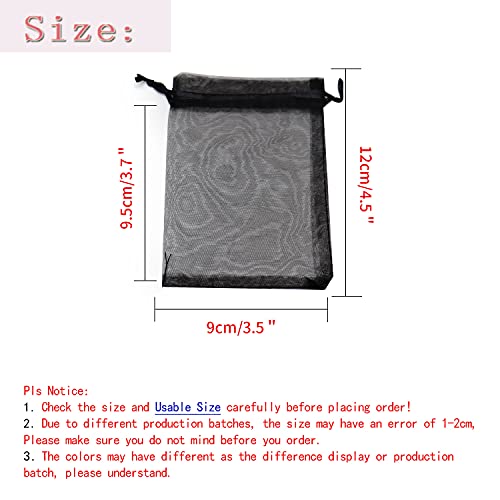 Image of Dealglad 50pcs Drawstring Organza Jewelry Candy Pouch Christmas Wedding Party Favor Gift Bags (3.5x4.5 inch, Black)
