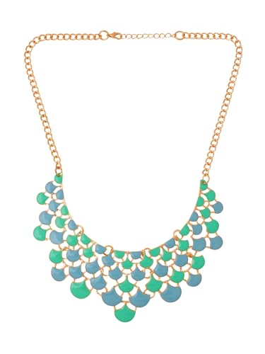 Image of Yellow Chimes Choker Necklace for Women Retro Bohemia Leaves Blue Green Choker Necklace for Women and Girls