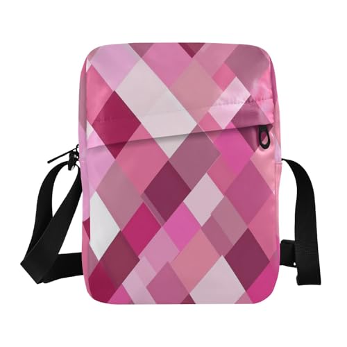mens messenger bag crossbody Shoulder Bag For Woman Womens Casual Purses Adjustable Strap for outdoor sports outdoor sports- Rhomboid Neutral Hot Pink