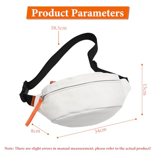 Image of GUSTAVE Waist Bags for Men Women, Fanny Pack Women Cross Body Bag Mens Nylon Shoulder Bag, Money Bag for Commuting, Travel, Outdoor Activities, Cycling(white)