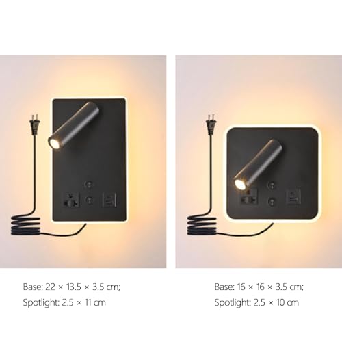 Lámpara de pared con rotación 350° para evitar deslumbramientos, aplique LED con enchufe e interruptor 6