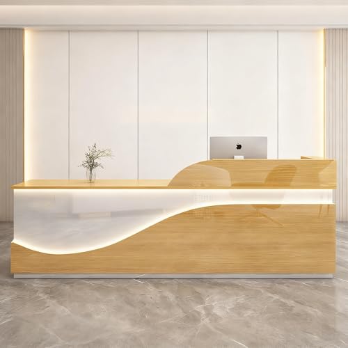 Ddasam レジカウンター 受付カウンター 木製 ロック可能 引出し収納付き 大容量 法人様向け フロントデスク 企業受付 店舗レジ 美容室 アパレルショップ 防塵 配線穴 モダン(360x60x100cm)