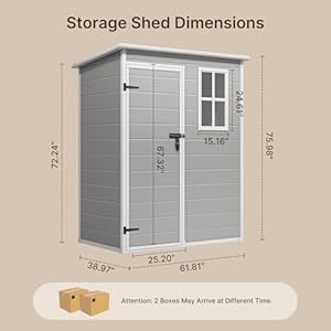 Gizoon 5X3 FT Resin Outdoor Storage Shed, Plastic Garden Sheds with Floor to Store Patio Furniture, Gardening Tools, Outside Patio Storage House with Lockable Door for Backyard, Lawn, Grey Gizoon 5X3 FT Resin Outdoor Storage Shed Plastic Garden Sheds with Floor to Store Patio Furniture Gardening Tools Outside Patio Storage House with Lockable Door for Backyard Lawn Grey