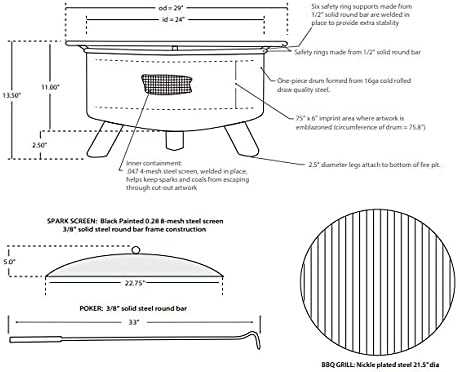 Miniatura 5 de Patina Products F245 Oregon - Fogata de acero para exteriores, 24 x 24 x 11 pulgadas, acabado de pátina de óxido natural