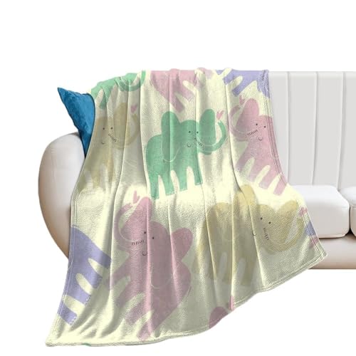 Couverture polaire éléphant rose vert 150x200cm plaid canapé flanelle chaude - 2